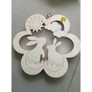 light-up bunny wood decor
